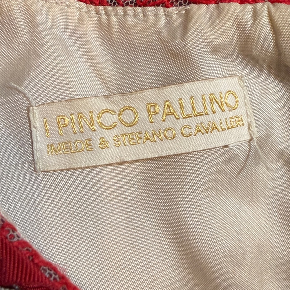 Pinco Pallino Red & Beige Lace Dress with Striped Ribbon Collar - Picture 12 of 16